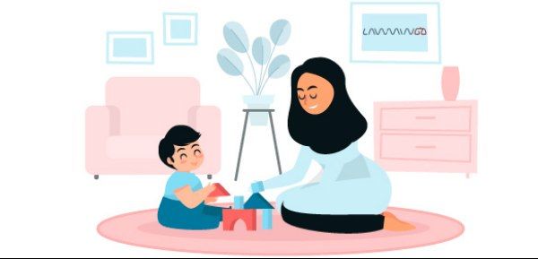 پرستار در حال بازی و مراقبت از کودک